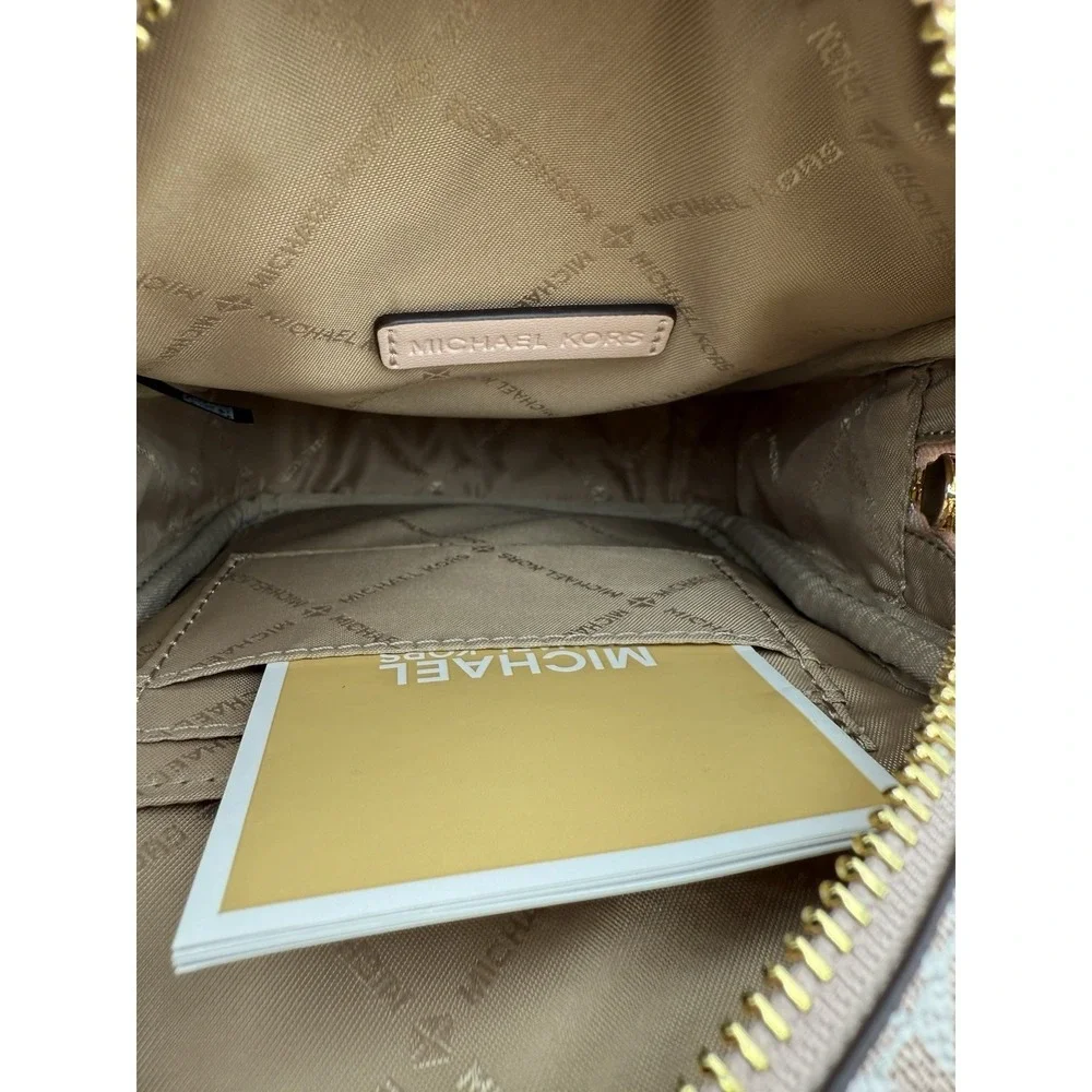 Michael‎ Kors Jet Set Travel Crossbody Women NS Rose Gold Multi Chain Monogram